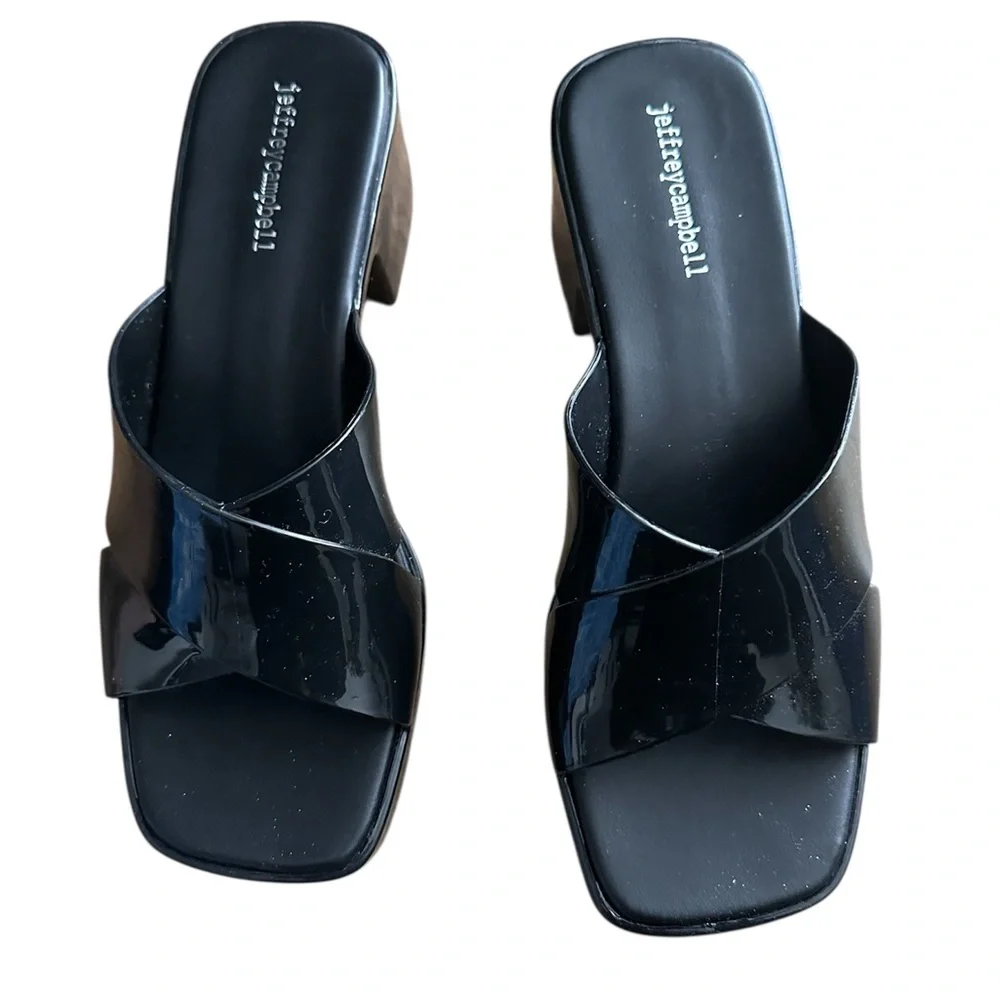 Jeffrey Campbell Black Platform Slides NEW